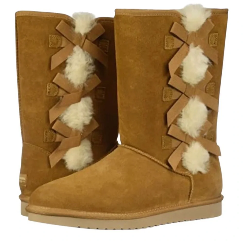 UGG Victoria Tall Bow Boot Chestnut Size 11.